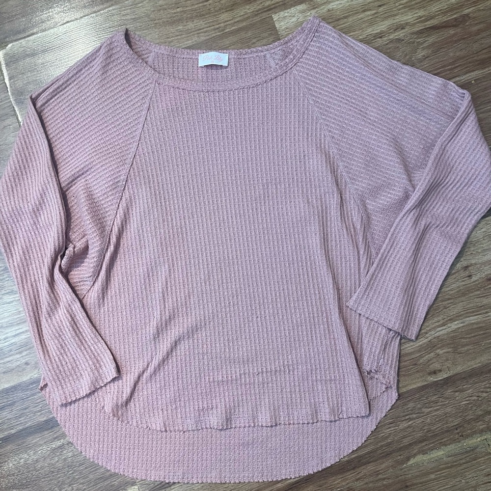 Pink Ribbed Long Sleeve Top
